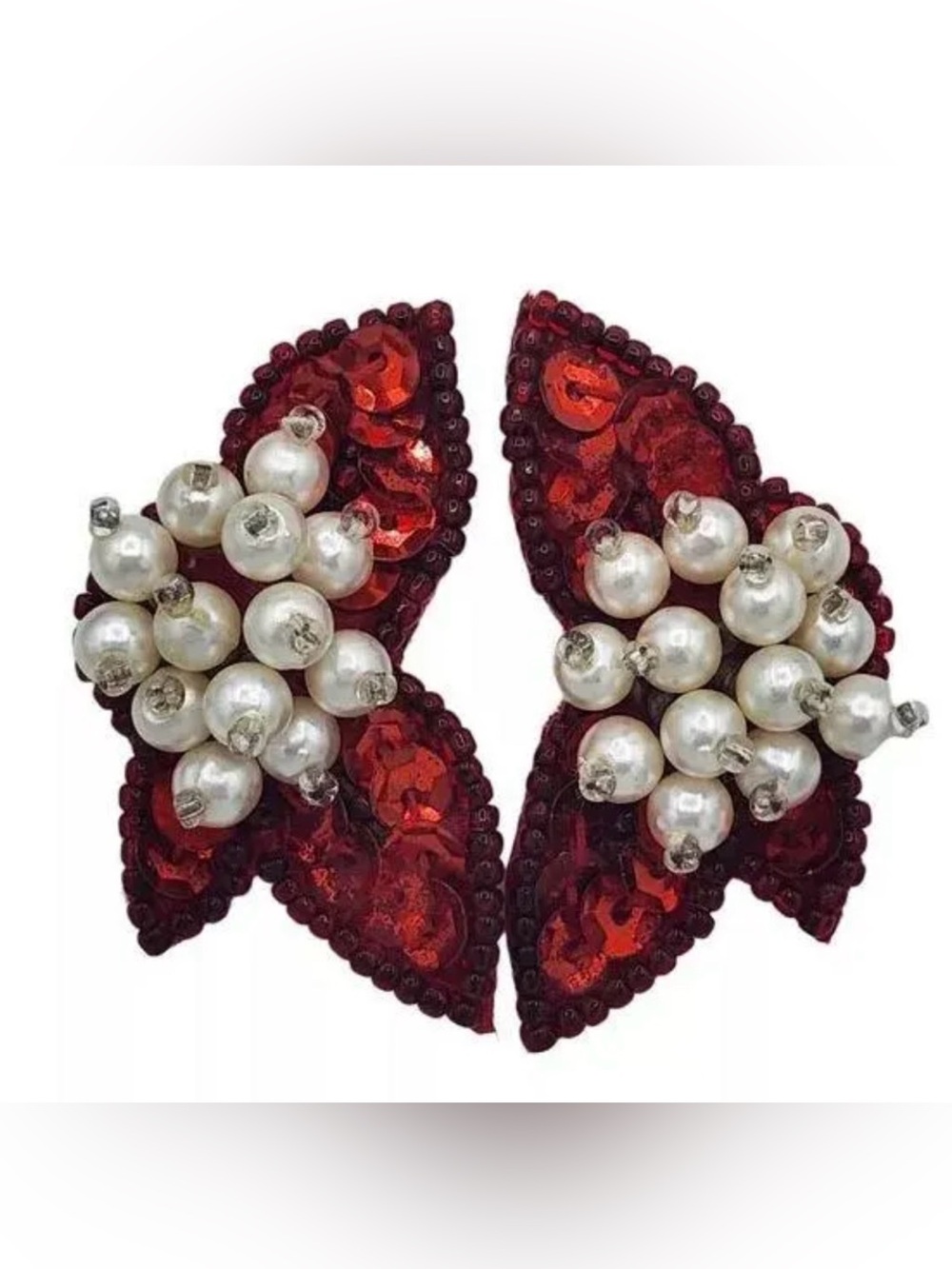 Avon 1991 Red Sequin & Pearl Cluster Women's Earrings original box - Picture 1 of 1